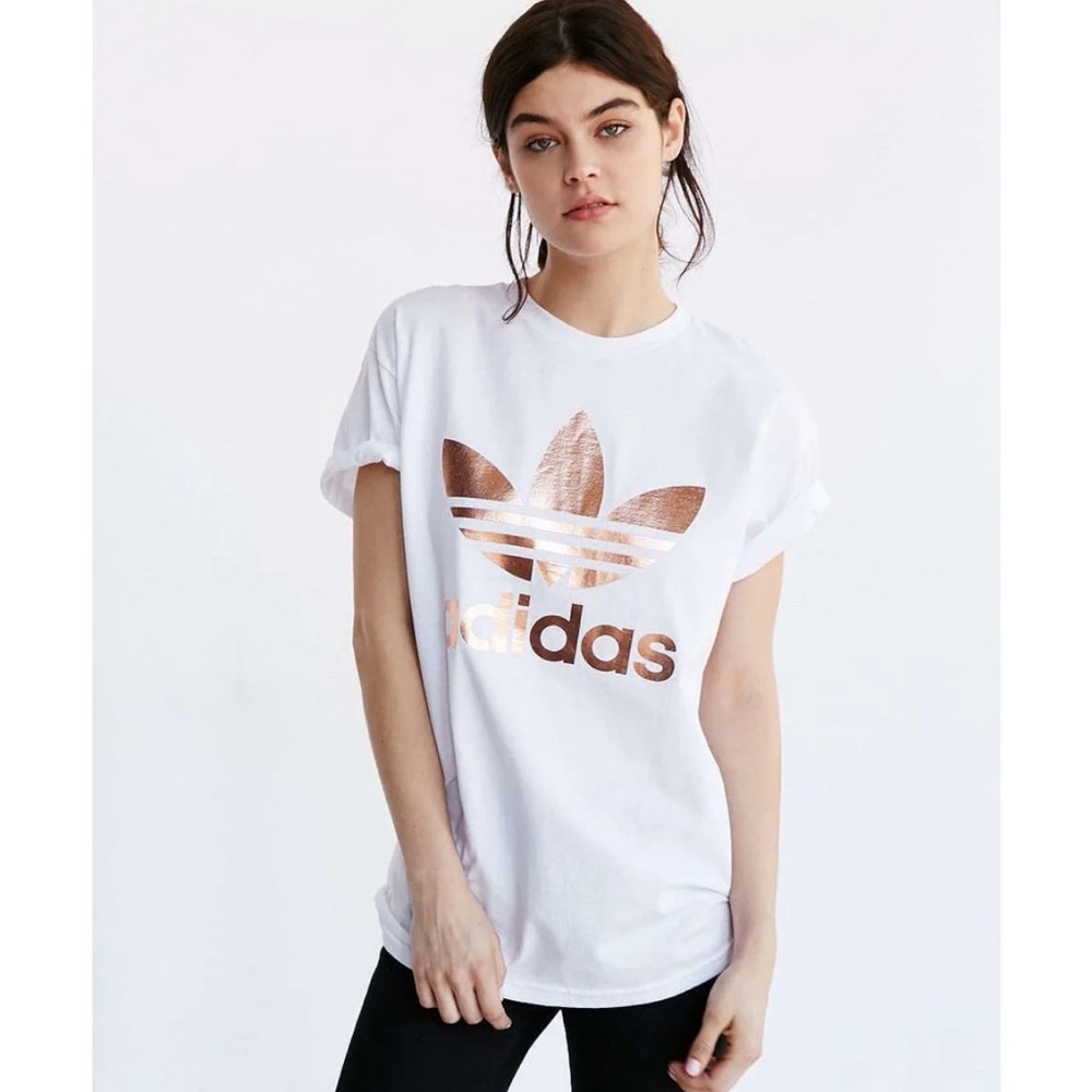 Adidas White Originals Metallic Logo T-Shirt